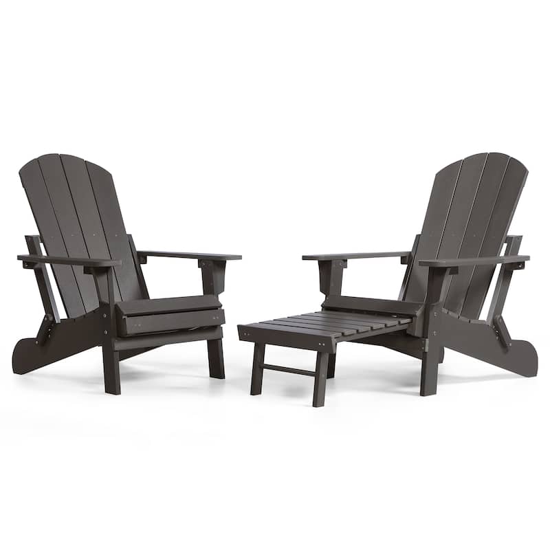 Hurley Folding Poly Adirondack Chair with Pull-out Ottoman (Set of 2)