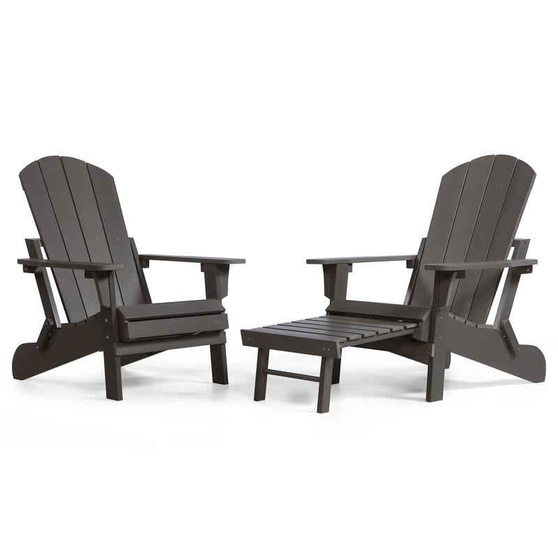 Seaton Folding Poly Adirondack Chair with Pull-out Ottoman, Set of 2