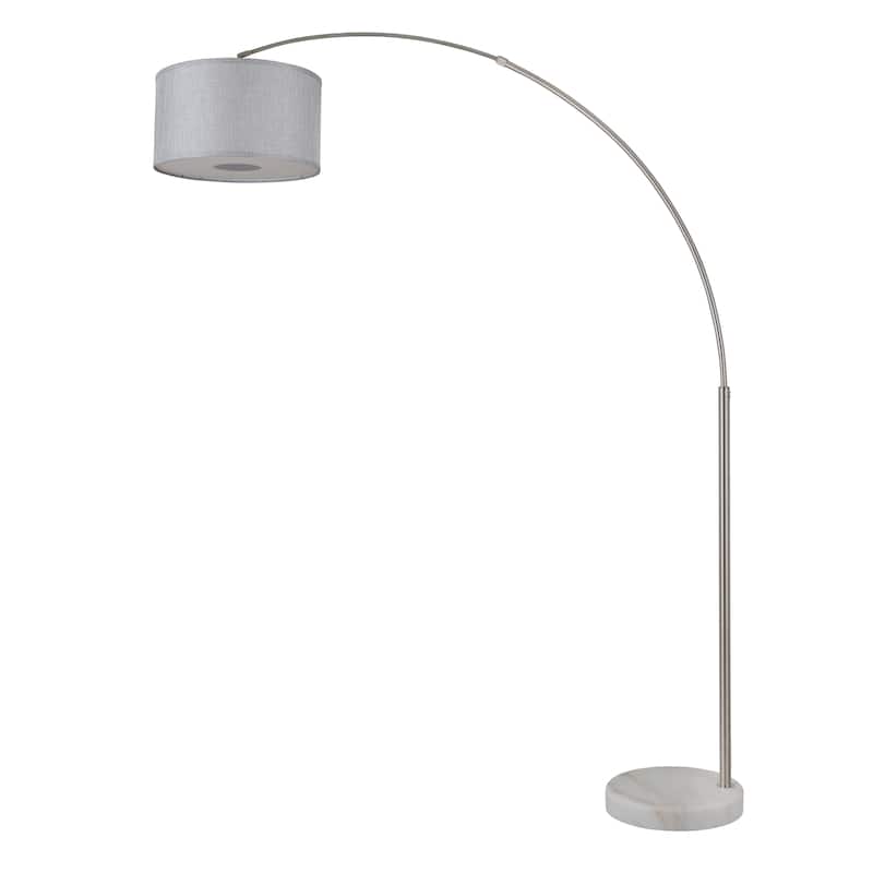 Q-Max 81" Steel Adjustable Arching Floor Lamp With Extra Large Shade and Marble Base