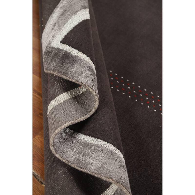 Hand Knotted Oriental 100% Wool Carpet Tribal Tribal Greys & Charcoal Gabbeh Area Rug - 7' 10'' X 5' 5''