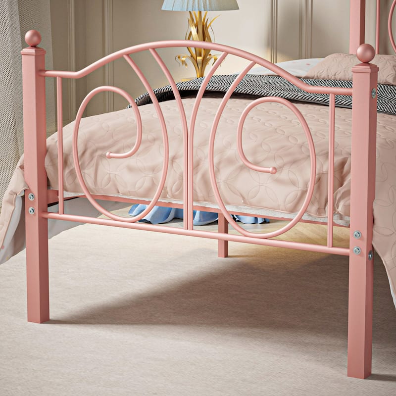 VECELO Platform Bed Frame with Scroll Headboard Twin/Full/Queen Size Beds