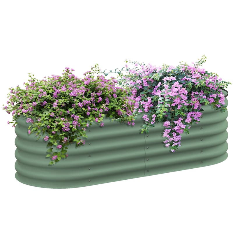 4.9' x 2' x 1.4' Galvanized Raised Garden Bed Kit,Outdoor Metal Elevated Planter Box with Safety Edging,Easy DIY Stock Tank - Green