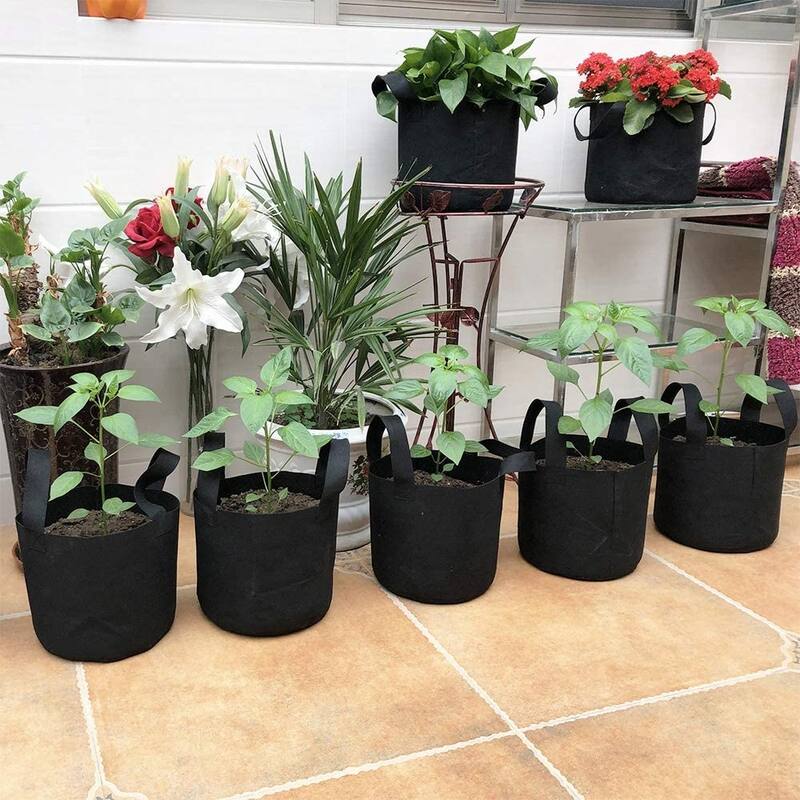 10 Pack 3/5/7/10/15 Gallon Nonwoven Grow Bags Aeration Fabric Pots with Durable Handles