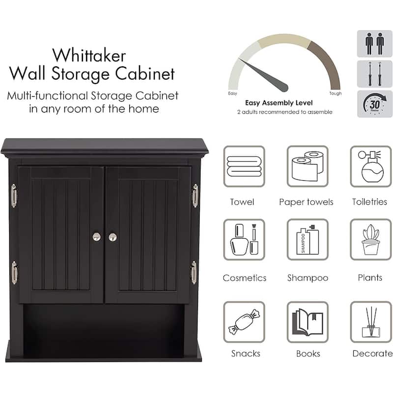 UTEX Bathroom Cabinet Wall Mounted, Wood Hanging Cabinet, Wall Cabinets with Doors and Shelves Over The Toilet for Bathroom