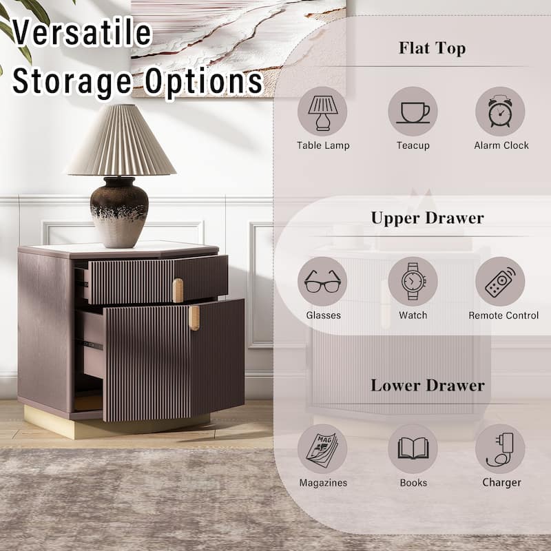 Christopher Knight Home - Silvio Nightstand with Manufactured Wood and Prism Silhouette