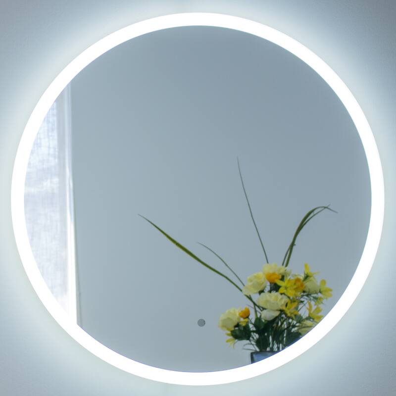 Miseno 20" W x 20" H Circular Frameless Wall Mounted Mirror with LED - Mirrored