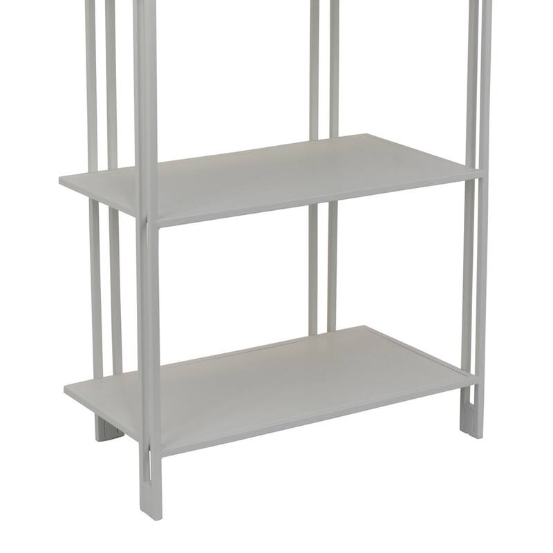 Plant Display Stand, White Metal, 4 Shelves, Modern Style, 38 Inch