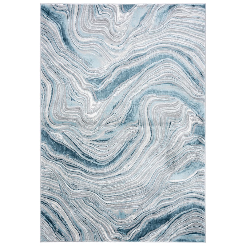 SAFAVIEH Meadow Marjolein Modern Abstract Rug - 6'7" Square - Blue/Grey