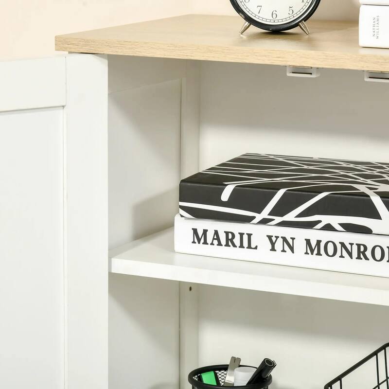 Storage Cabinet, Double Door Cupboard with 2 Adjustable Shelves