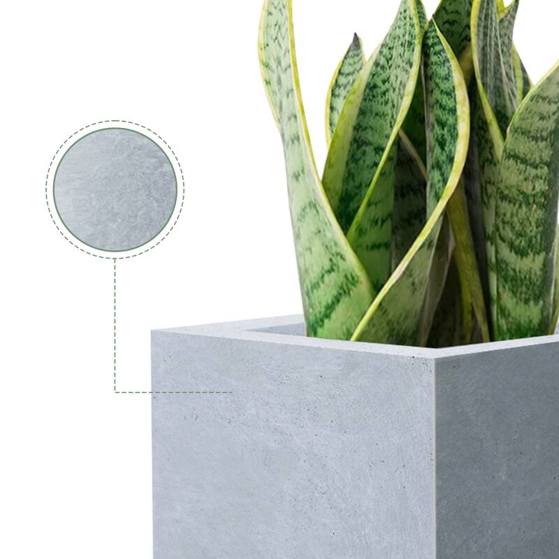 Durx-litecrete Lightweight Concrete Cement Color Tall Planter-Small - 8.7'x8.7'x19.9'