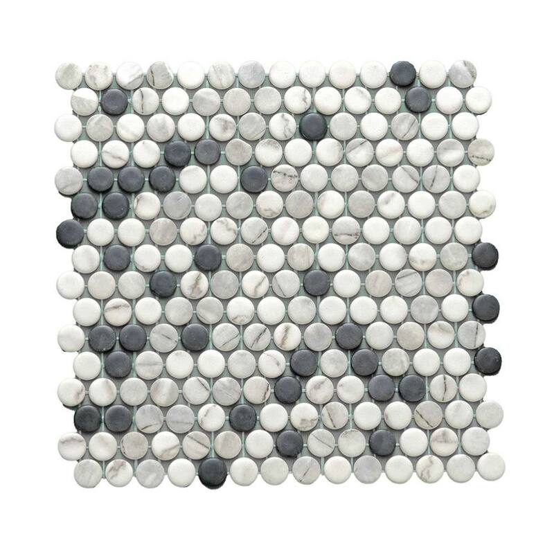 The Tile Life Eterna Penny 12x12 Round Glass Mosaic Floor, Wall & Backsplash Tile