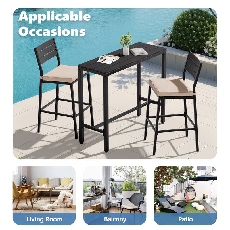 VredHom Outdoor Indoor Patio Rectangular Bar Table Pub Table