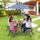 preview thumbnail 1 of 5, Kids Wooden Table Set with Adjustable Umbrella Table & 4 Stools