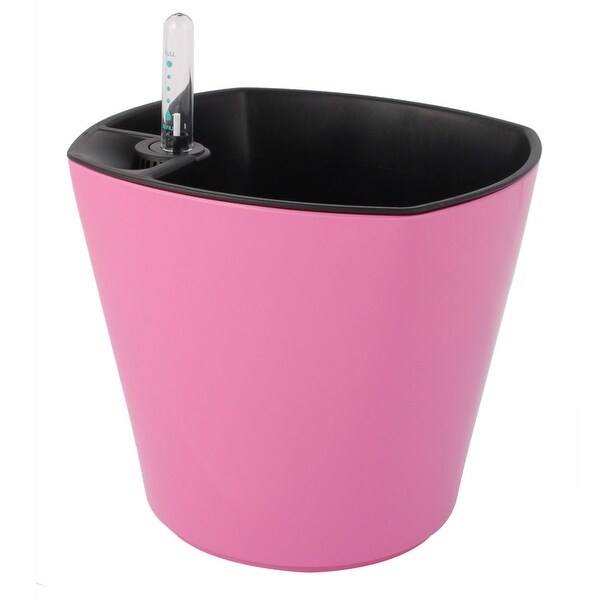 Flower Plastic Self Watering Planter Flowerpot Pink w Water Level Indicator