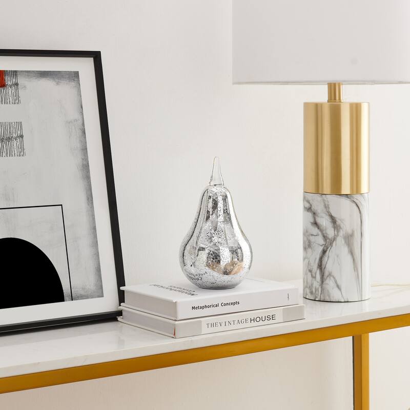 Textured Glass Pear Sculpture Figure - 7.75" - Silver