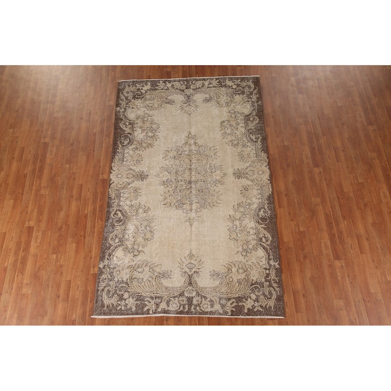 Distressed Sparta Turkish Vintage Rug Handmade Wool Carpet - 5'6"x 9'1"