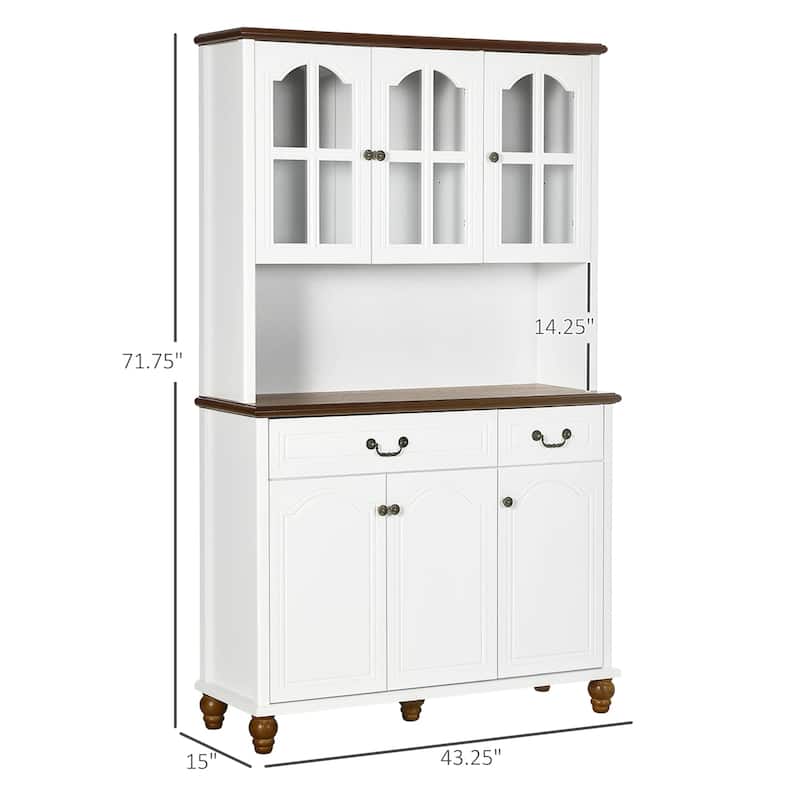 Kitchen Storage with 6 Doors, 2 Drawers and 3-Level Adjustable Shelves