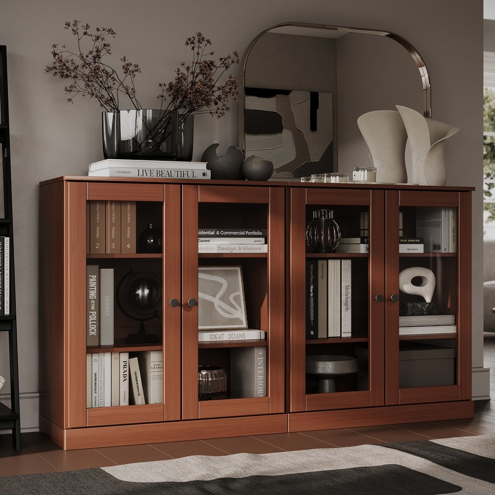 100% Solid Wood Sideboard with Glass or Solid Wood Doors by Palace Imports - 64" x 35.75"