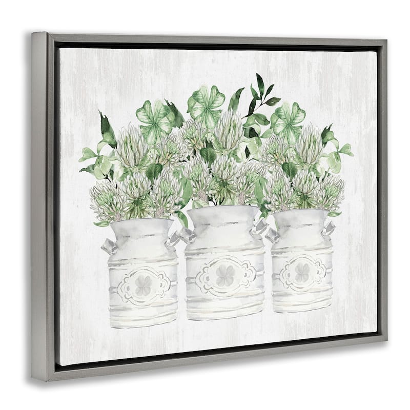 Stupell Rustic Shamrock Bouquets Framed Floater Canvas Wall Art Design by Lettered and Lined