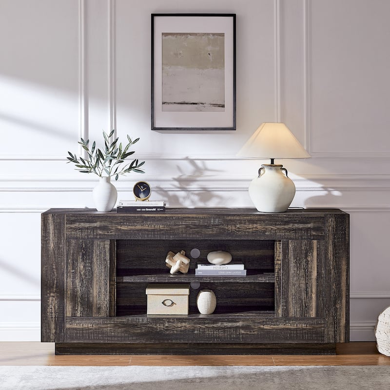 70" Modern TV Stand, Wood Entertainment Center for TVs Up to 80"