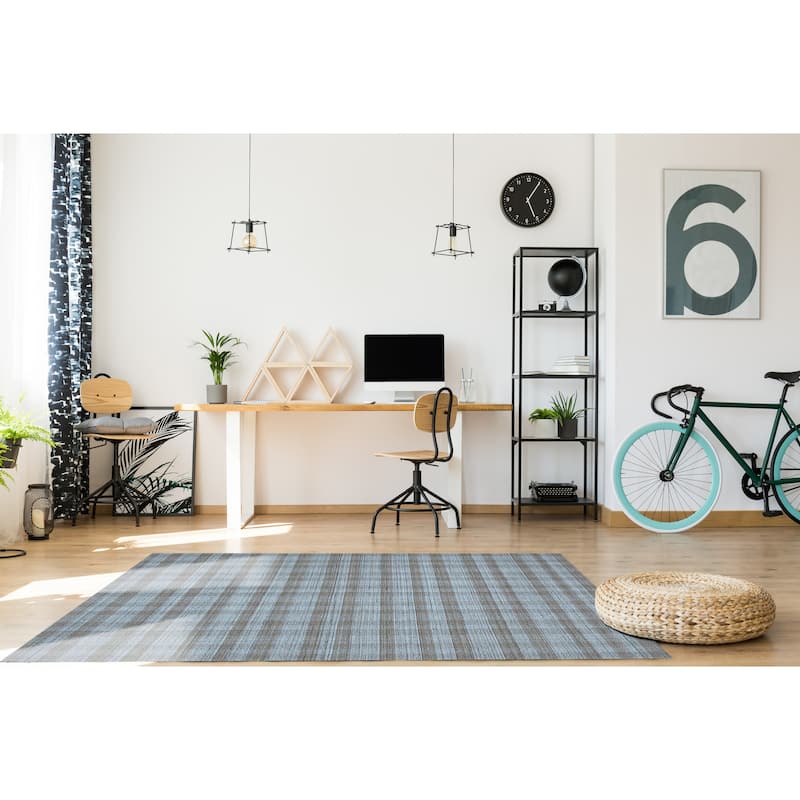 Home Decor EORC Hand-Woven Wool Plaid Rug, Beig. E Stylish and Durable Area Rug for Adding Warmth and Texture to Your Living - 8' x 10'