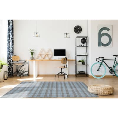 Home Decor EORC Hand-Woven Wool Plaid Rug, Beig. E Stylish and Durable Area Rug for Adding Warmth and Texture to Your Living