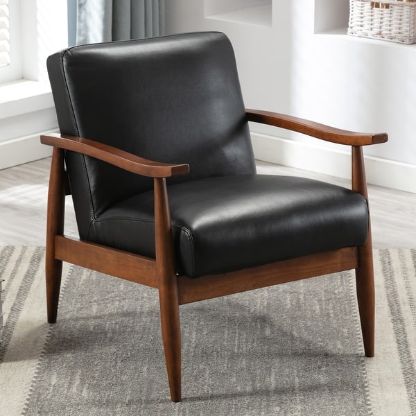 Anna Faux Leather Wood Base Accent Chair by Greyson Living - Bed Bath ...