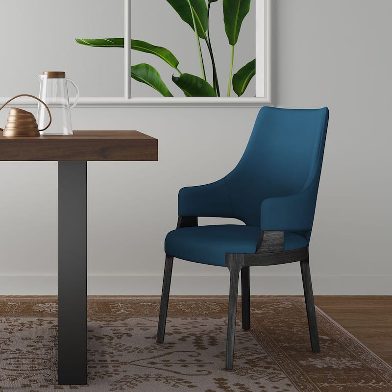 Manhattan Comfort Kara Modern Velvet Upholstered Dining Arm Chair - Blue - Single