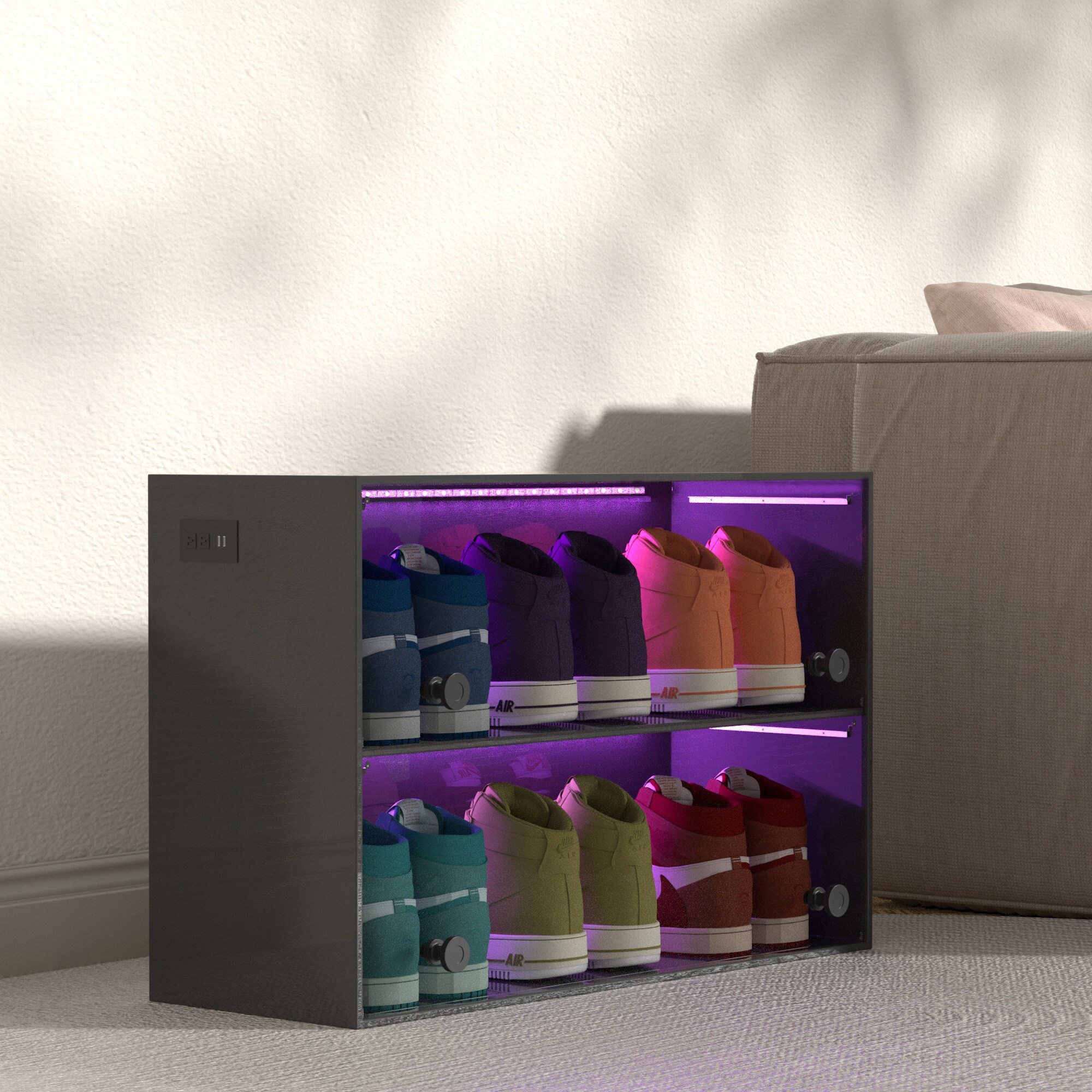 Wooden Stackable Shoe Storage Box with Rgb LED Light Bed Bath Beyond 39226387