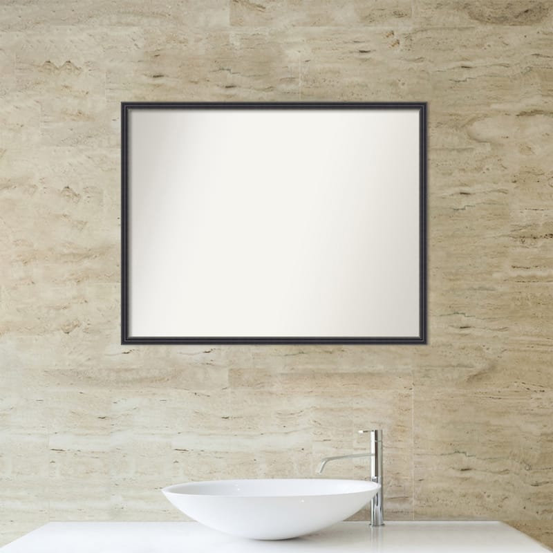 Stylish Black Narrow Non-Beveled Wood Framed Bathroom Vanity Wall ...