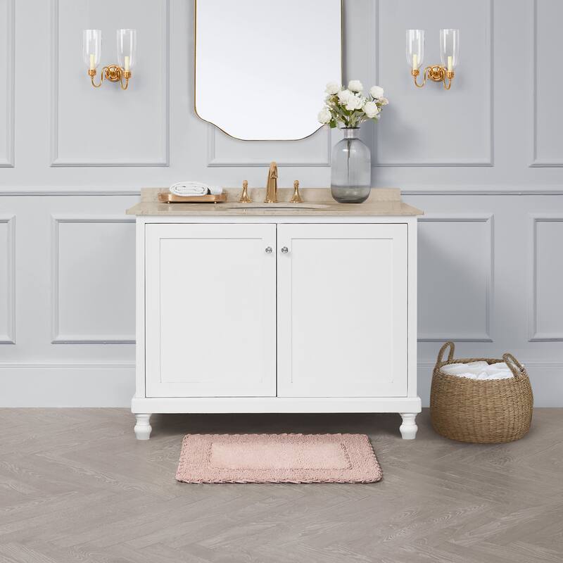 Laura Ashley Ruffle Border Pure Cotton Bath Rugs