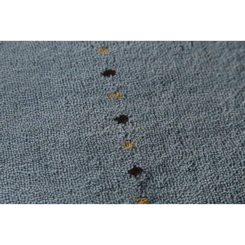 Light Blue Tribal Gabbeh Indian Rug Handmade Wool Carpet - 4'8" x 6'5"