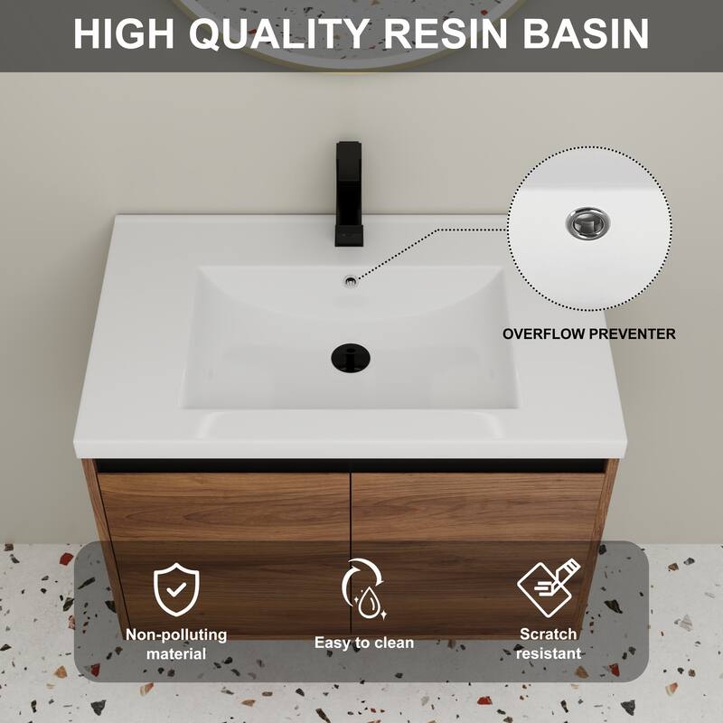 Beingnext 16''/20''/24"/30"/36" Bathroom Vanity with Sink, Floating Bathroom Vanity with Soft Close Door