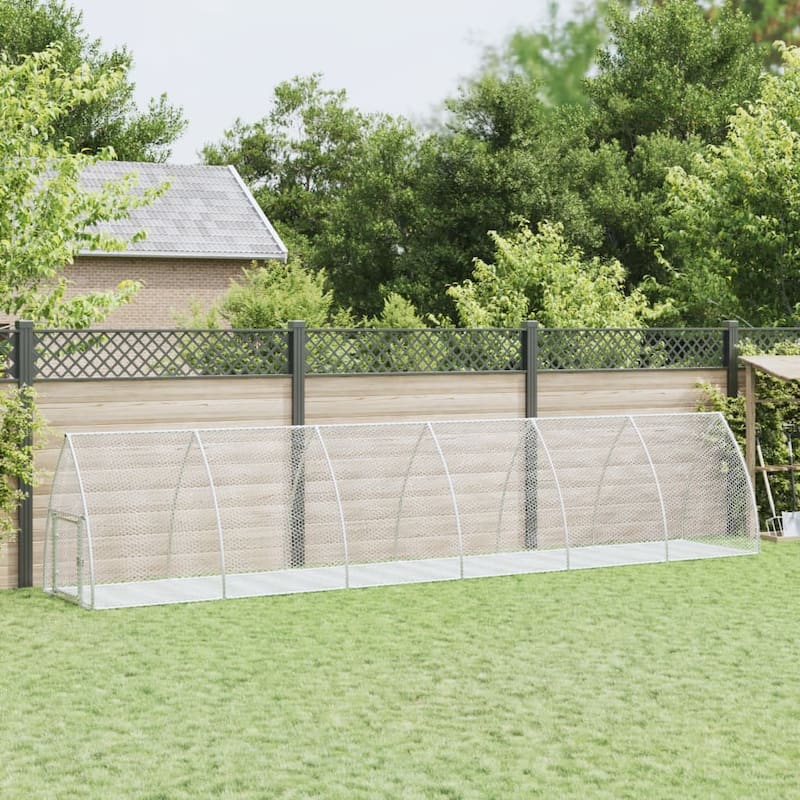 vidaXL Rabbit Hutch Bunny House Animal Enclosure Silver Galvanized Steel - 41.3" x 236.2" x 47.2"