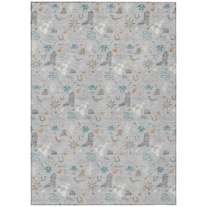 Machine Washable Indoor/ Outdoor Cowboy Ranch Chantille Rug