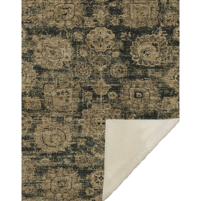 Premium Machine Washable Vintage Persian Sherpa Throw Blanket