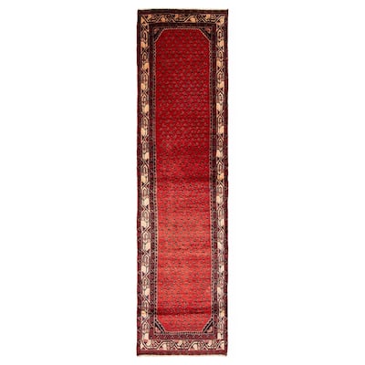 ECARPETGALLERY Hand-knotted Andelz Red Wool Rug - 2' 7" x 9' 10"
