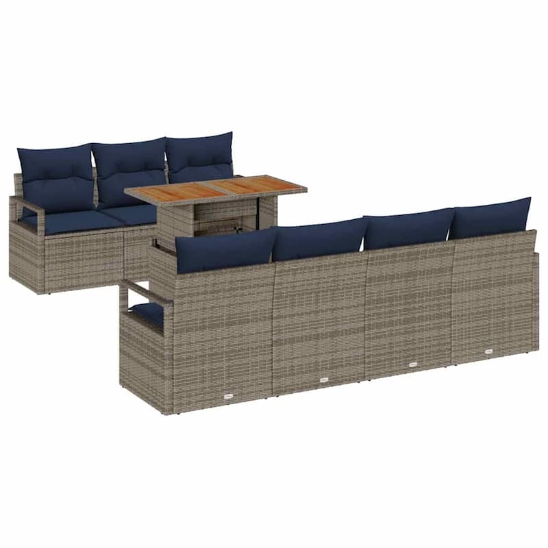 vidaXL 8 Piece Garden Sofa Set with Cushions - 90.6×24.4×27.2