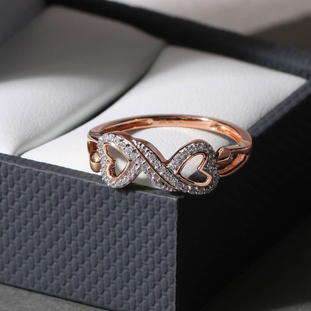 1/8ct TDW Diamond Infinity Heart Promise Ring in 10K Gold for Women