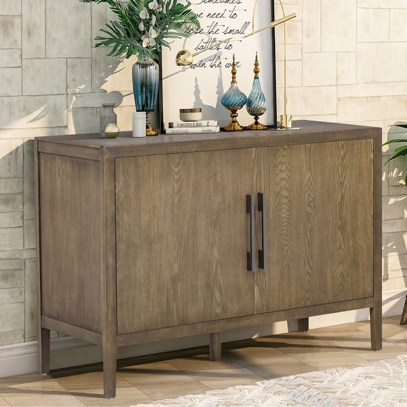 47" Vintage Style Wood Kitchen Accent Buffet Sideboard Cabinet