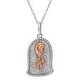 preview thumbnail 1 of 1, Disney Beauty and the Beast Women's Silver Plated Rose Necklace, 18" - Pink