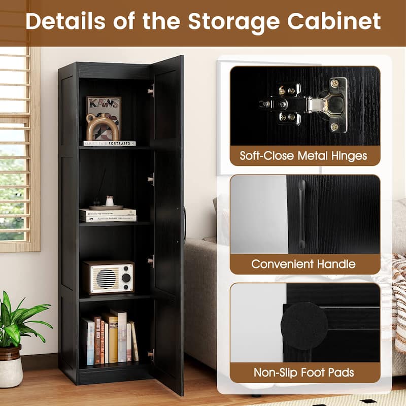 Costway 4-Tier Storage Cabinet with Door Freestanding Bathroom Cabinet - See Details