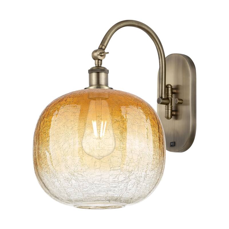 Innovations Lighting Endless Possibilities Ballston - Brookhaven Sphere - 1 Light 11" Swiveling Sconce - Antique Brass/Amber