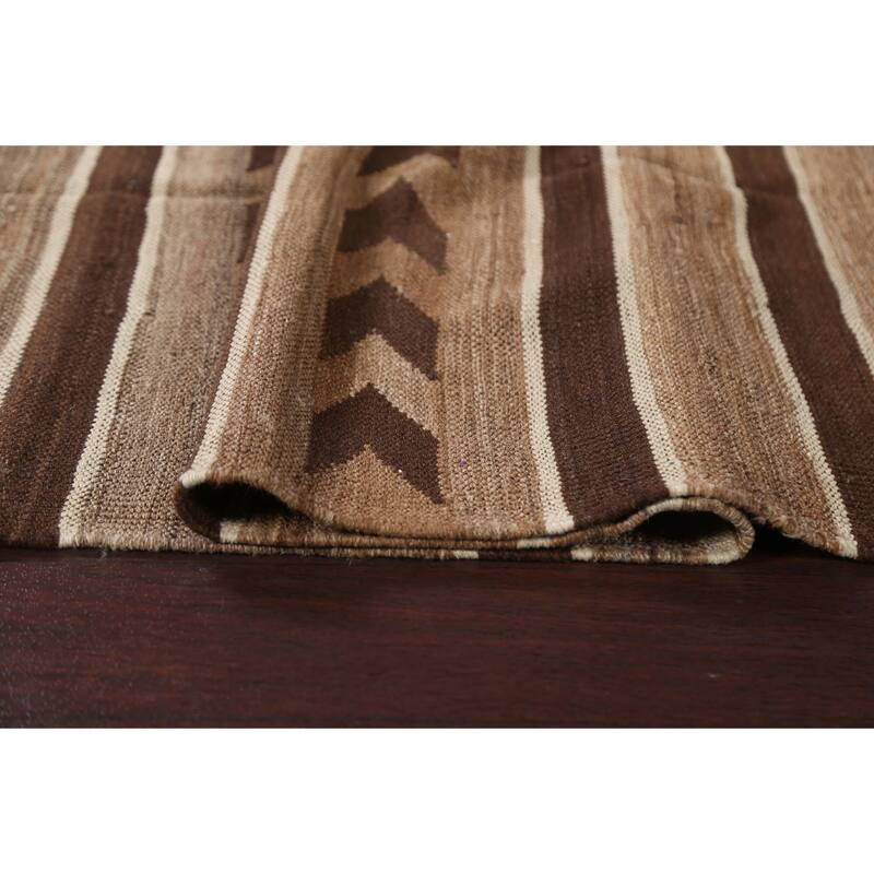 Natural Dye Tribal Kilim Area Rug Flat-woven Contemporary Wool Carpet - 5'0" x 6'9"