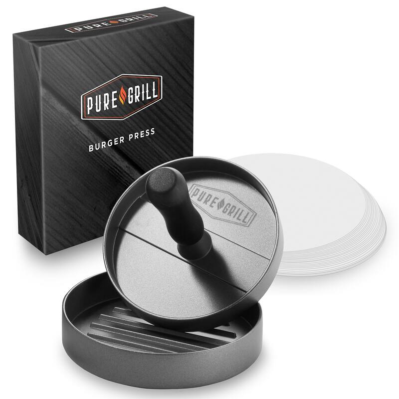 Aluminum BBQ Patty Maker with 100 Wax Papers - Black
