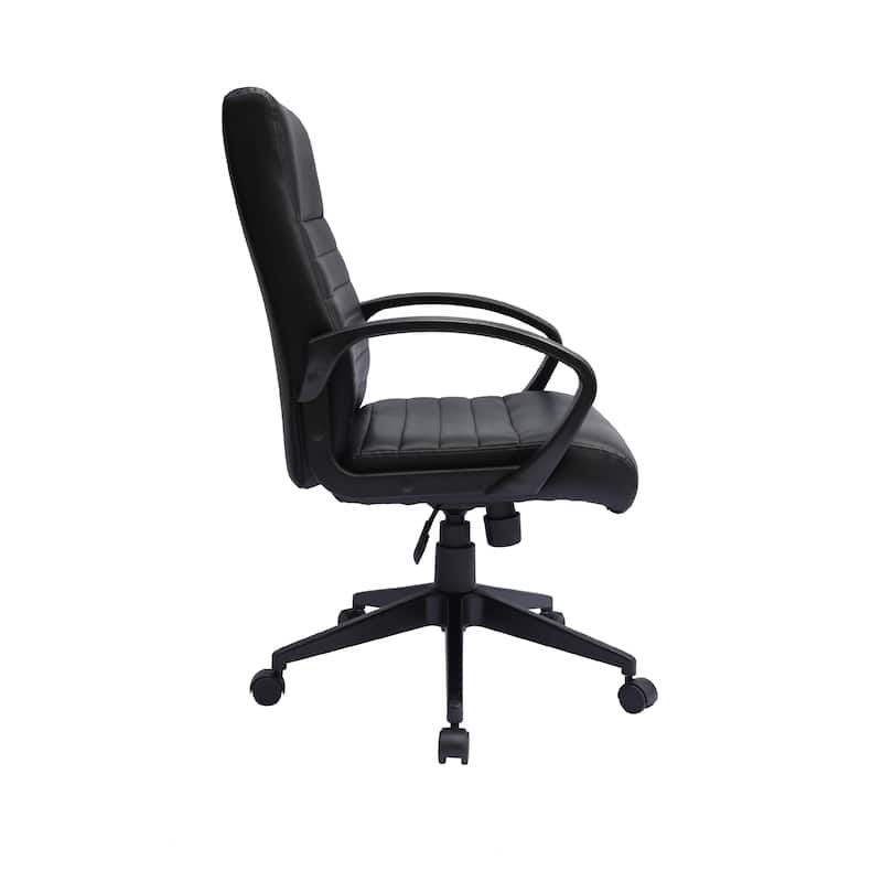 Swivel Task Chair, Black Ribbed Back Vinyl, Caster Wheels, Adjustable