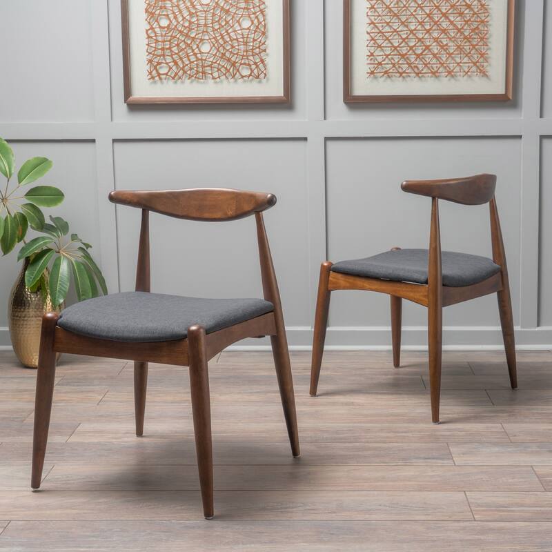 Set of 2 Rubberwood Dining Chairs with Ergonomic Backrest & Comfort Cushions