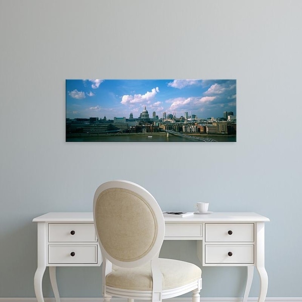 Easy Art Prints Panoramic Images's 'Buildings on the waterfront, St. Paul's Cathedral, London, England' Canvas Art