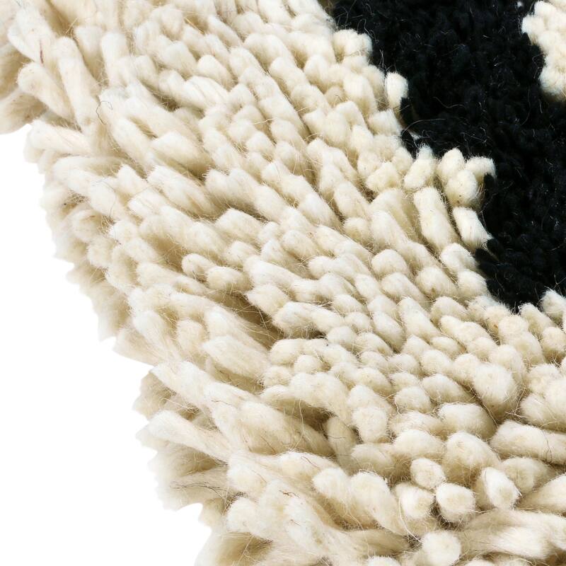 Woven Wool Shag Lumbar Pillow "Love", Black & Cream Color