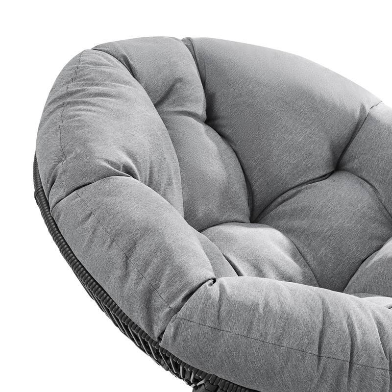 Corvus Holbaek Swivel Papasan Wicker Chair with Cushion - Grey Cushion